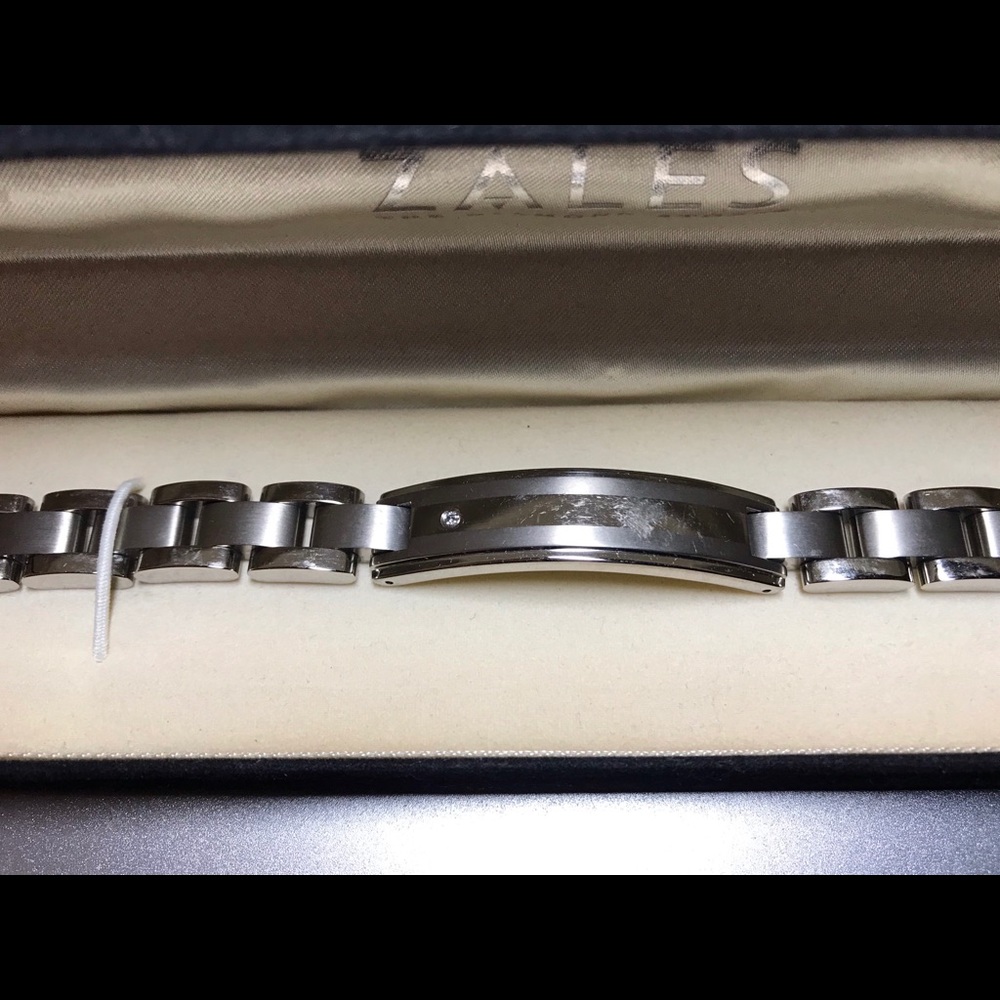 Zales: Diamond Stud Titanium Bracelet